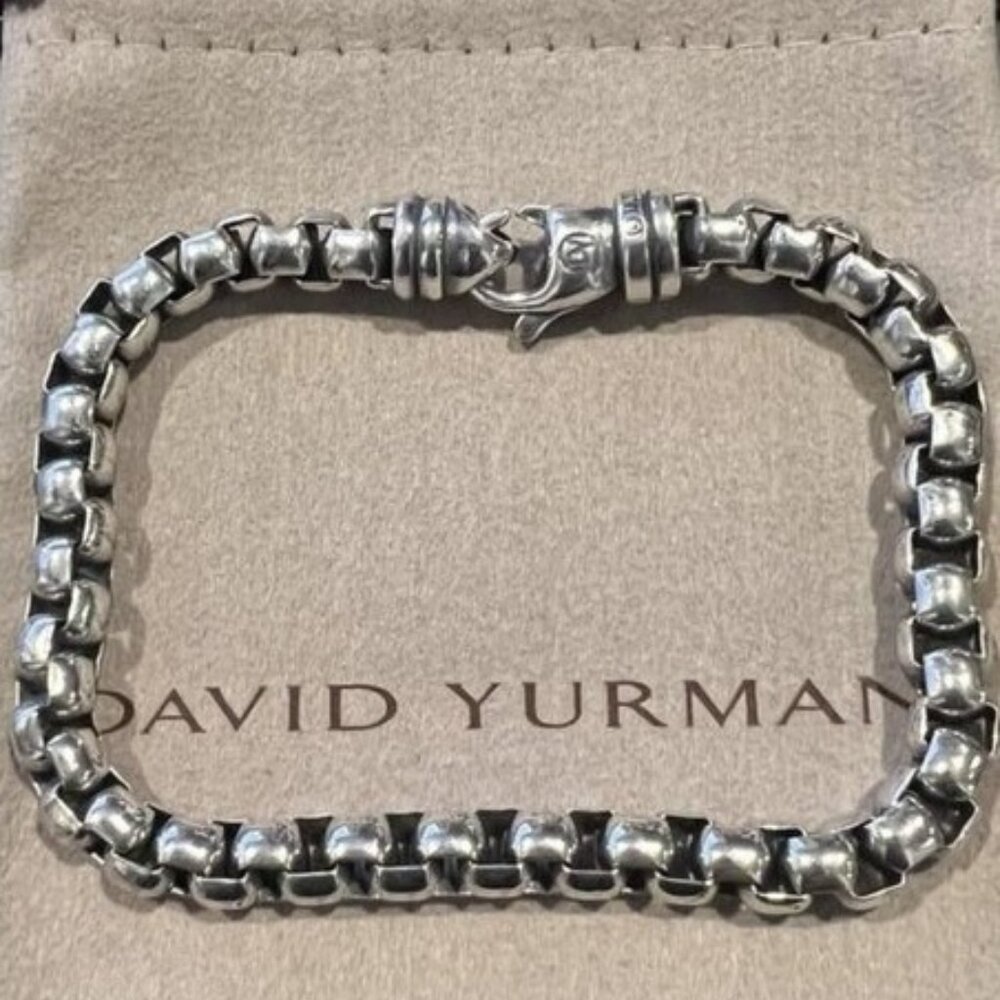 Preowned Authentic Men's DY Box Chain Bracelet 9"